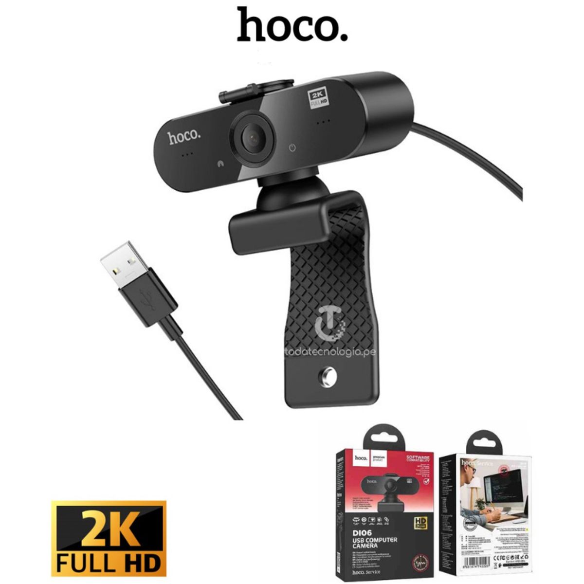 HOCO - Cámara Web Full HD 2K  USB con Micrófono HOCO DI06