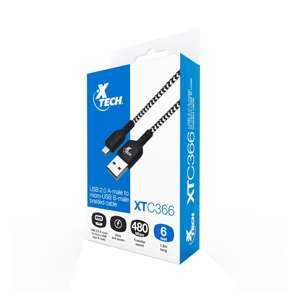 XTECH - CABLE XTECH USB 20MACHO-A a MICRO-USBMACHO B 18MTS PN XTC-366