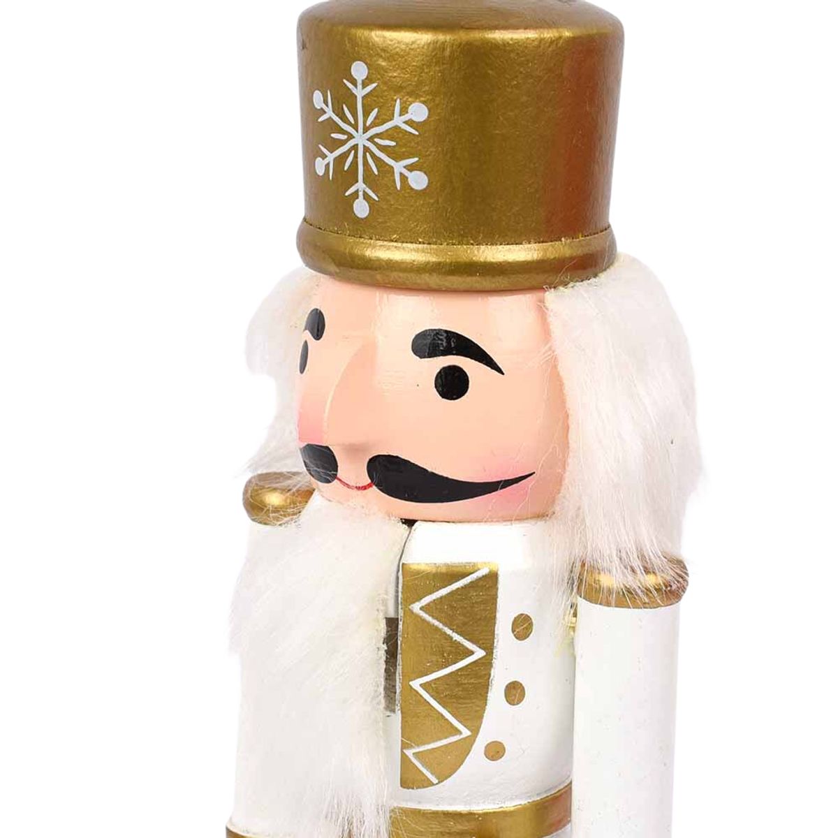 INSPIRA - Cascanueces Navideños de Madera Blanco y Dorado 38 cm