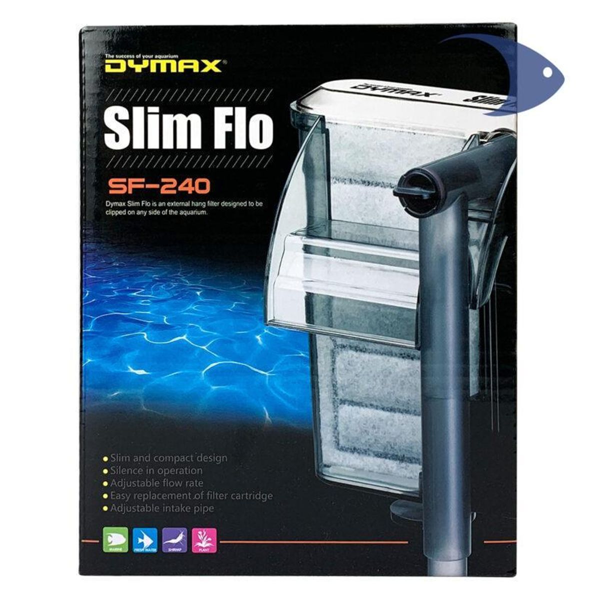 DYMO - FILTRO MOCHILA ACUARIO PECERA SLIM DELUXE DYMAX 240 L/H