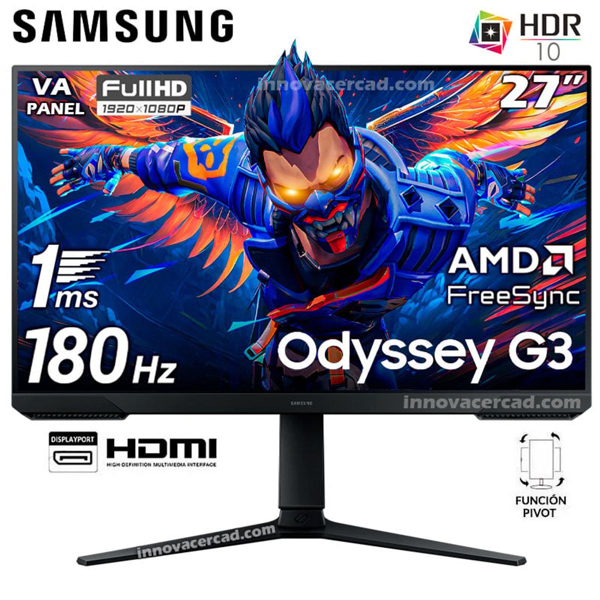 SAMSUNG - Monitor Samsung Odyssey G3 LS27DG300ELXPE 27 VA Full HD 180Hz, 1MS