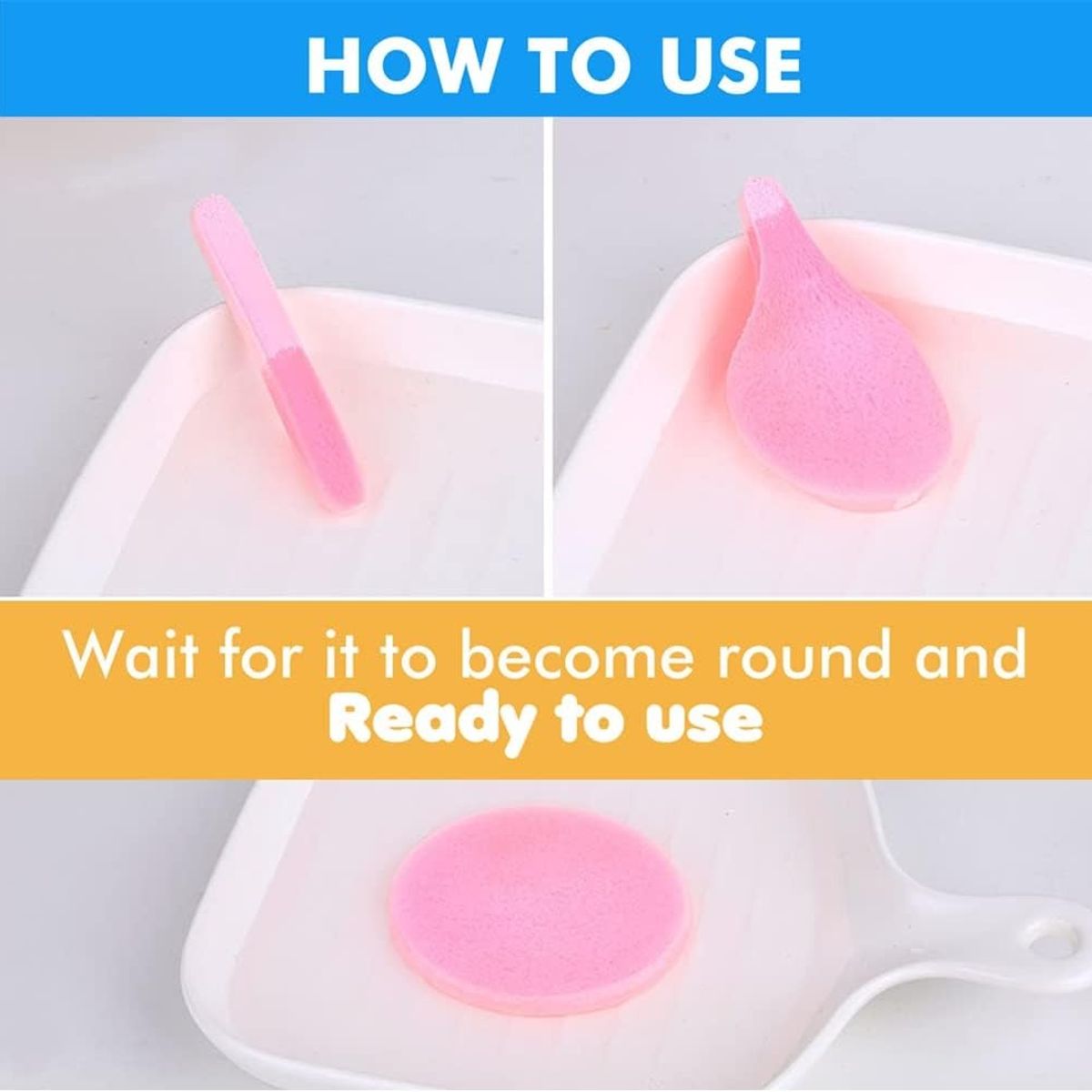 GENERICO - Esponja Comprimida Limpieza Rosada, Desmaquillante 12 Und