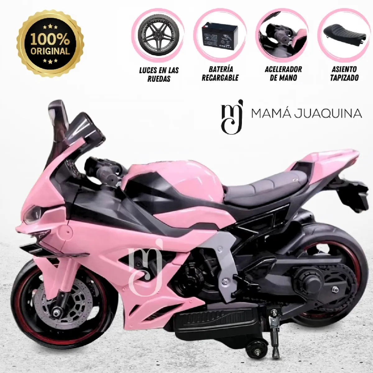 GENERICO - Moto Linial  a Batería para Niños con Luces -Rosado