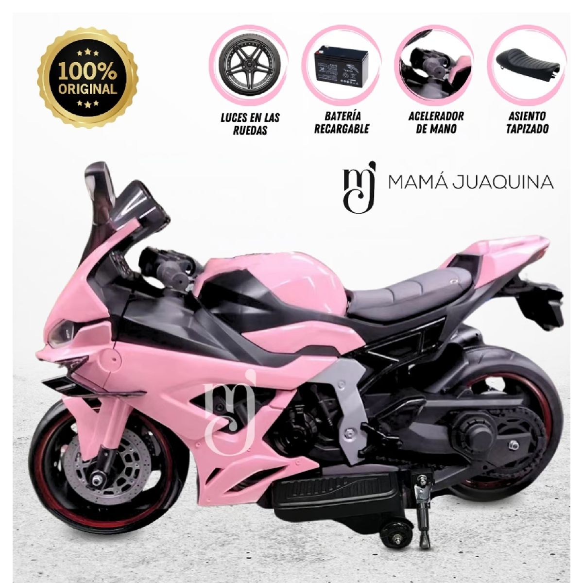 GENERICO - Moto Linial  a Batería para Niños con Luces -Rosado