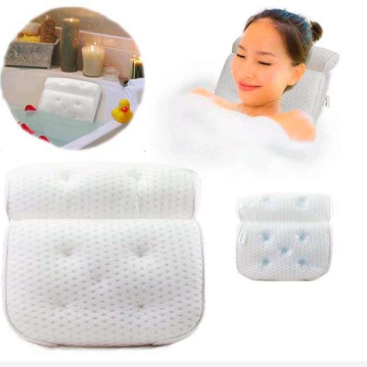 GENERICO - ALMOHADA DE BAÑO CON SOPORTE PARA EL CUELLO