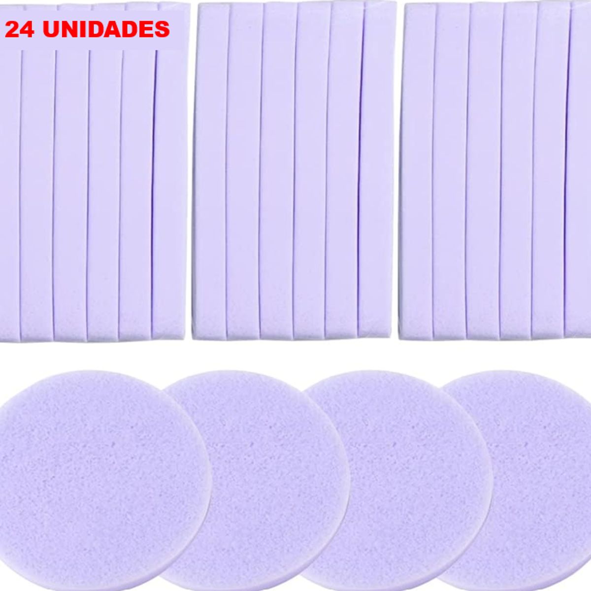 GENERICO - ESPONJA COMPRIMIDA LIMPIEZA MORADO, DESMAQUILLANTE 24 UND