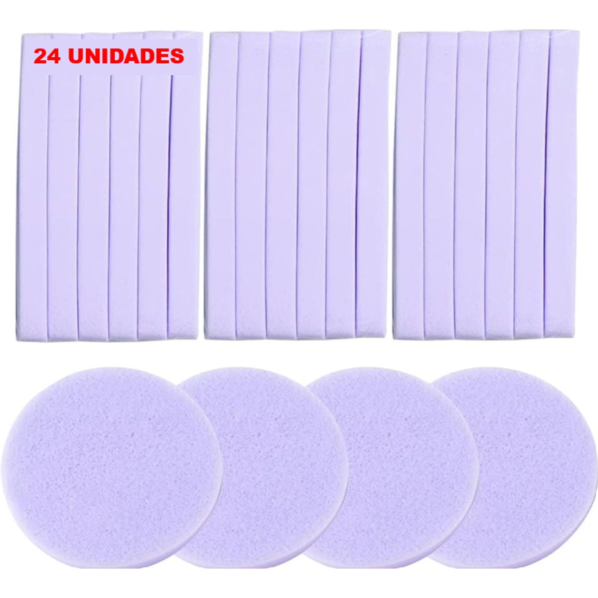 GENERICO - ESPONJA COMPRIMIDA LIMPIEZA MORADO, DESMAQUILLANTE 24 UND