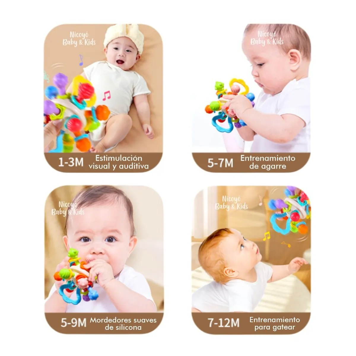 HUANGER - Juguete Sensorial con Mordedores de Variadas Texturas