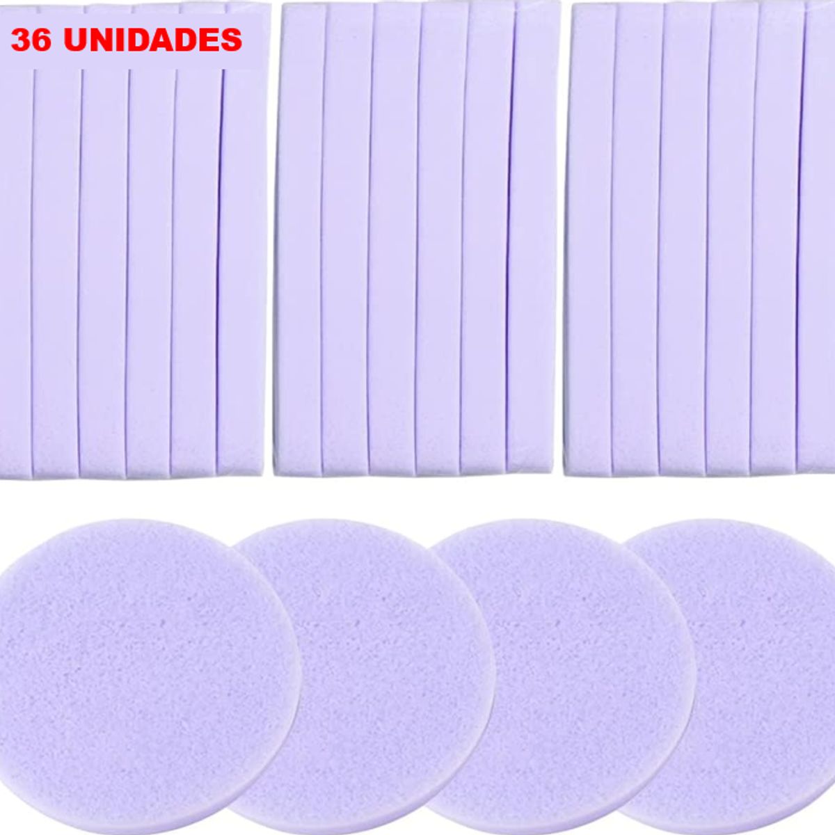 GENERICO - 36 UND ESPONJA COMPRIMIDA LIMPIEZA MORADO DESMAQUILLANTE