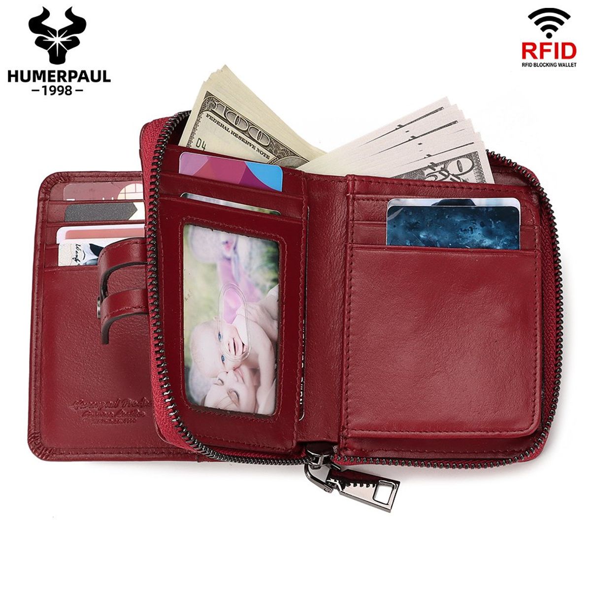 GENERICO - Billetera de Cuero Vacuno BP948M con RFID