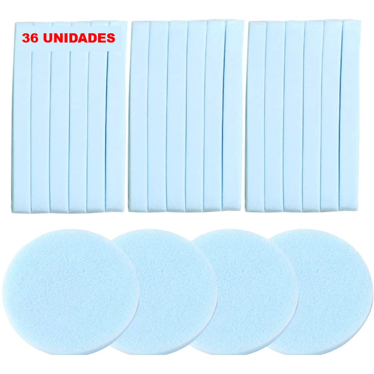 GENERICO - 72 UND ESPONJA COMPRIMIDA LIMPIEZA CELESTE DESMAQUILLANTE