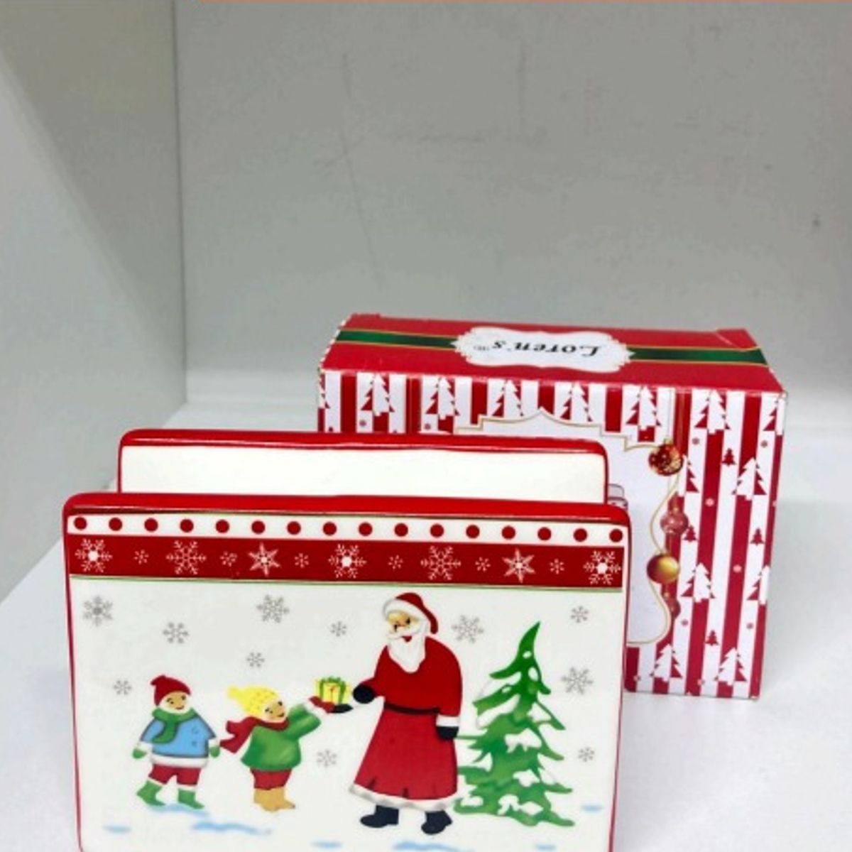 GENERICO - Servilletero Navideño Blanco Papa Noel