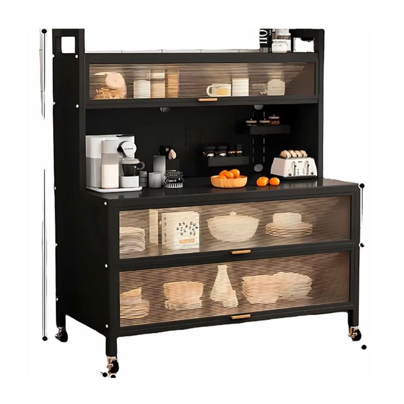 GENERICO - Estante Multifuncional Cocina Vintage Chic 6 Niveles Negro 100cm