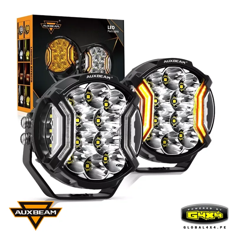 AUXBEAM - 2 FAROS LED 5' 172W 20400LM 3 MODOS LUZ BLANCA DRL AMBAR