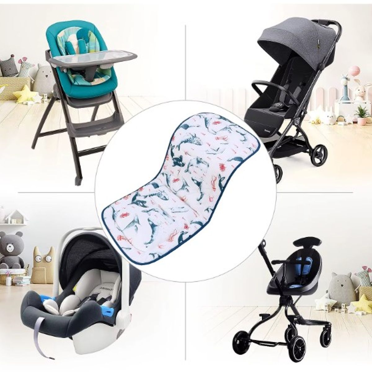 GENERICO - Protector reversible para coche de bebé y niños - coral