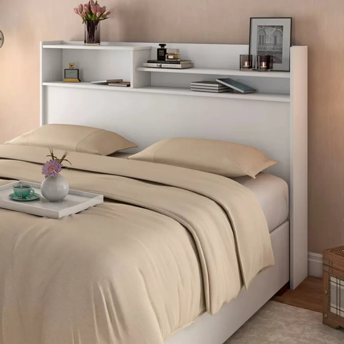 TU MESITA - Cabecera Juvenil de Cama Marbel color Blanco TU MESITA 2 plazas