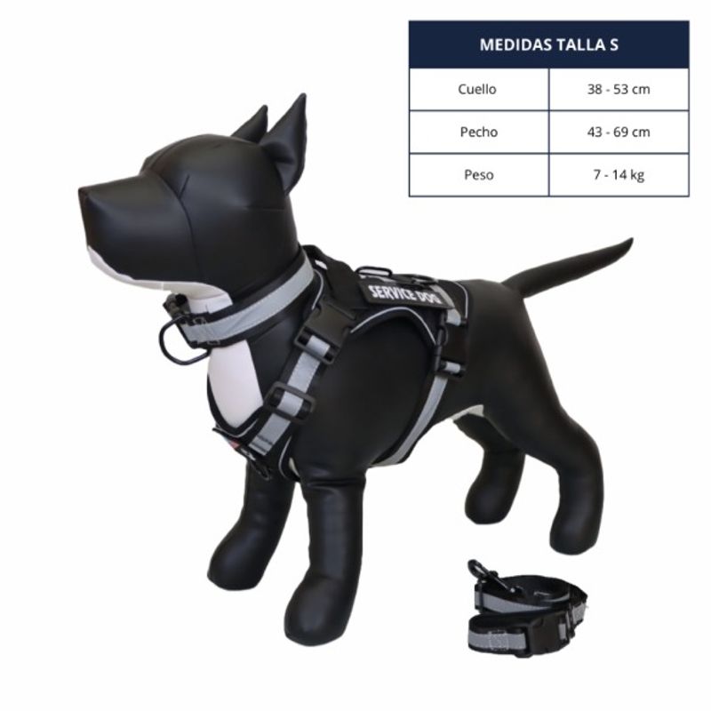 GENERICO - COLLAR Y PECHERA NEGRO TALLA S TÁCTICA REFORZADA PARA PERRO