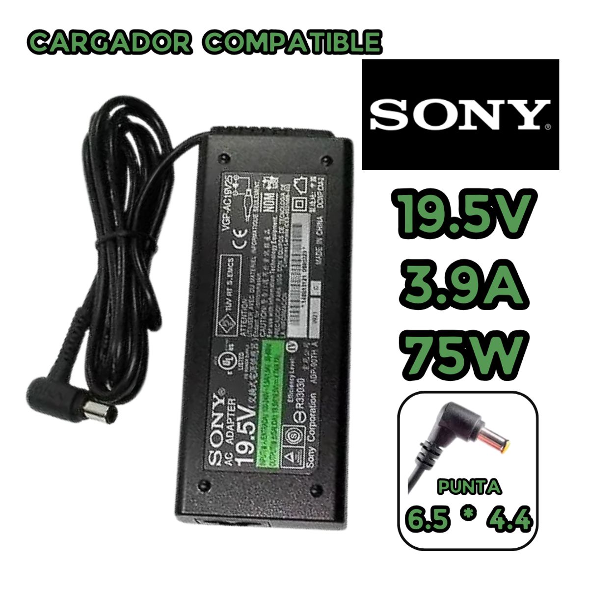GENERICO - CARGADOR PARA LAPTOP SONY 19.5V 3.9A  6.5*4.4