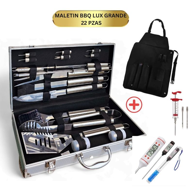 GENERICO - Set Parrillero Lux 22 pc para Parrillas y Asados en Maletin Premium