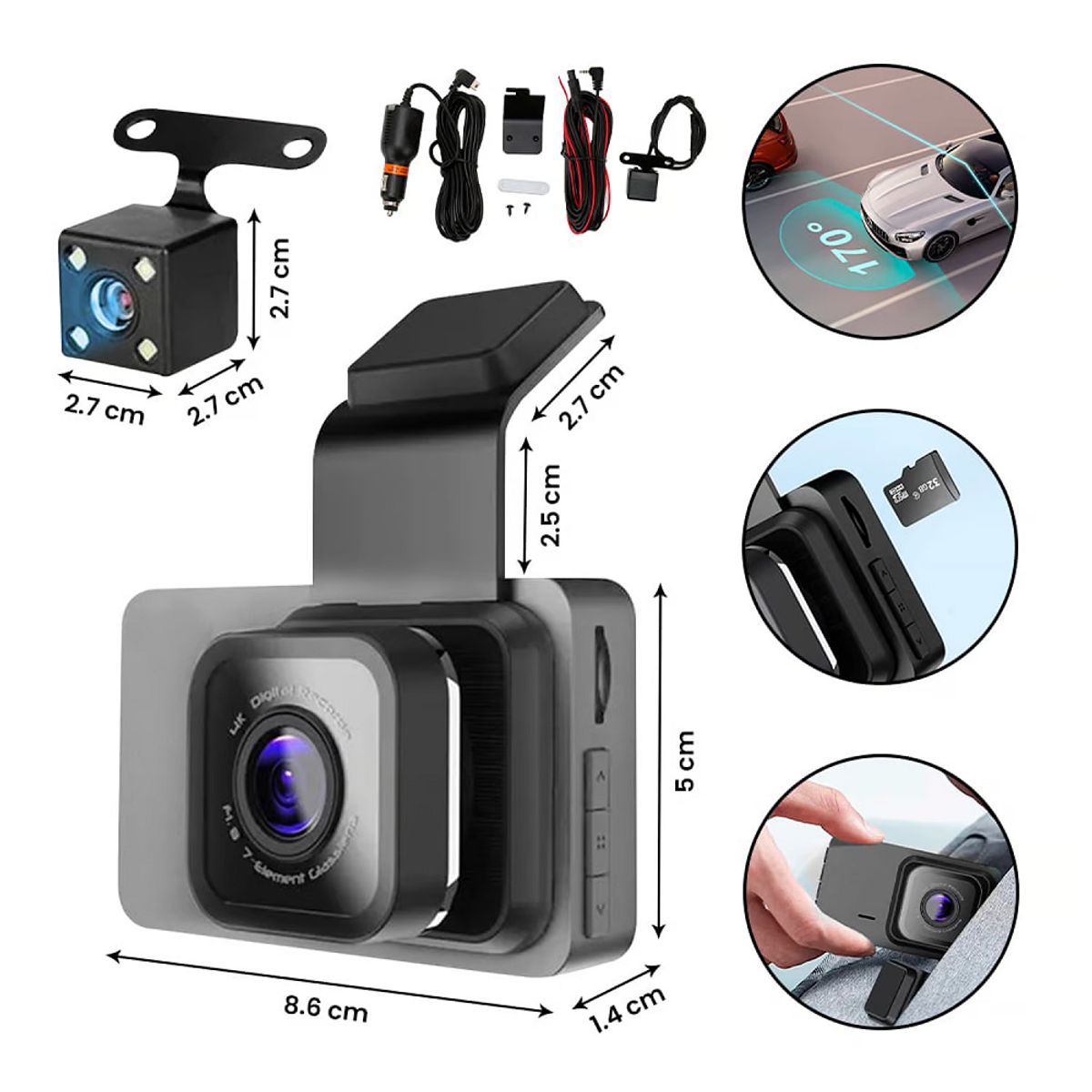 OTTOWARE - Cámara Vehicular Dash Cam Full HD