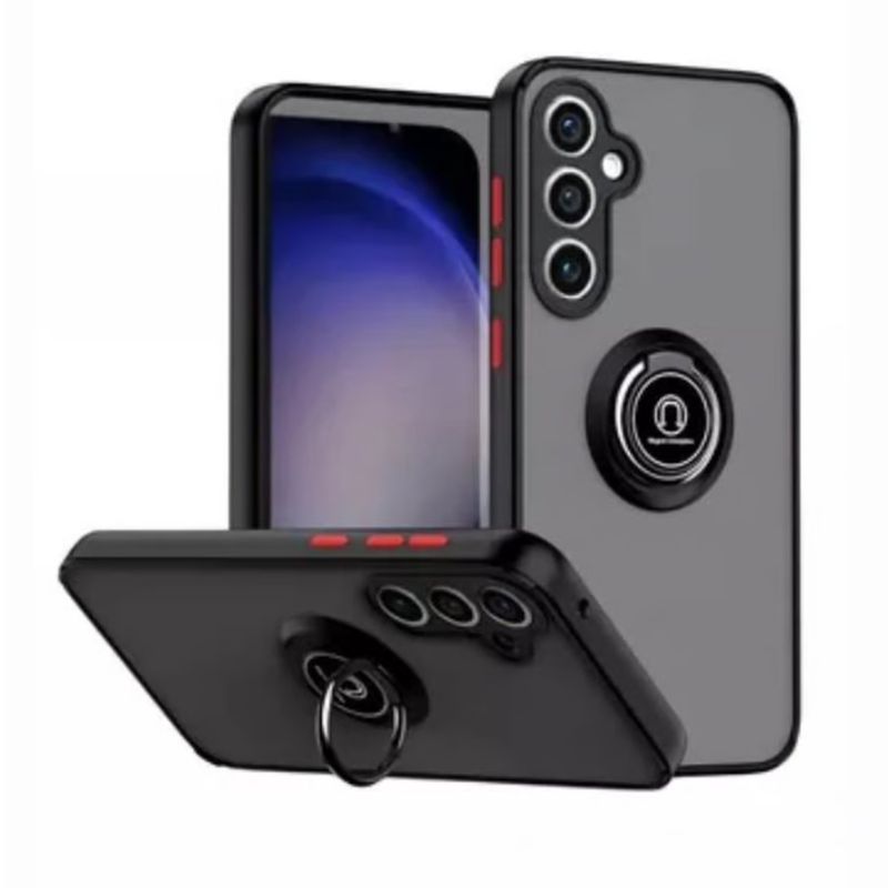 GENERICO - FUNDA CASE SAMSUNG GALAXY S24 FE NEGRO AHUMADO CON ANILLO ANTISHOCK