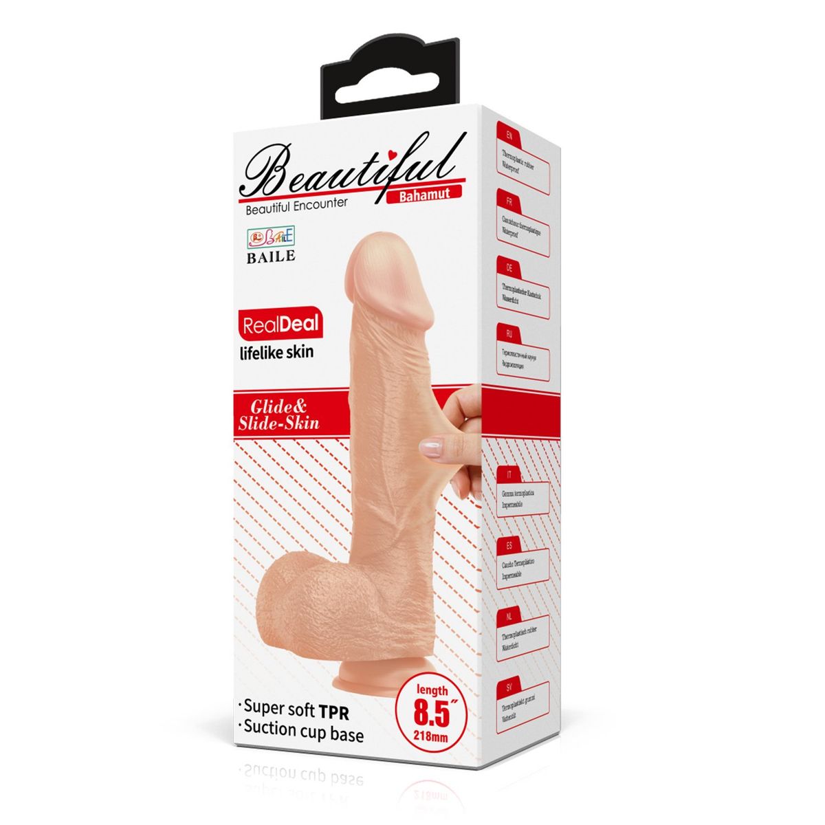 BAILE - Dildo Realista Pellizcable Bahamut Super Suav 21.8 cm Ø 5.5 cm Ventosa