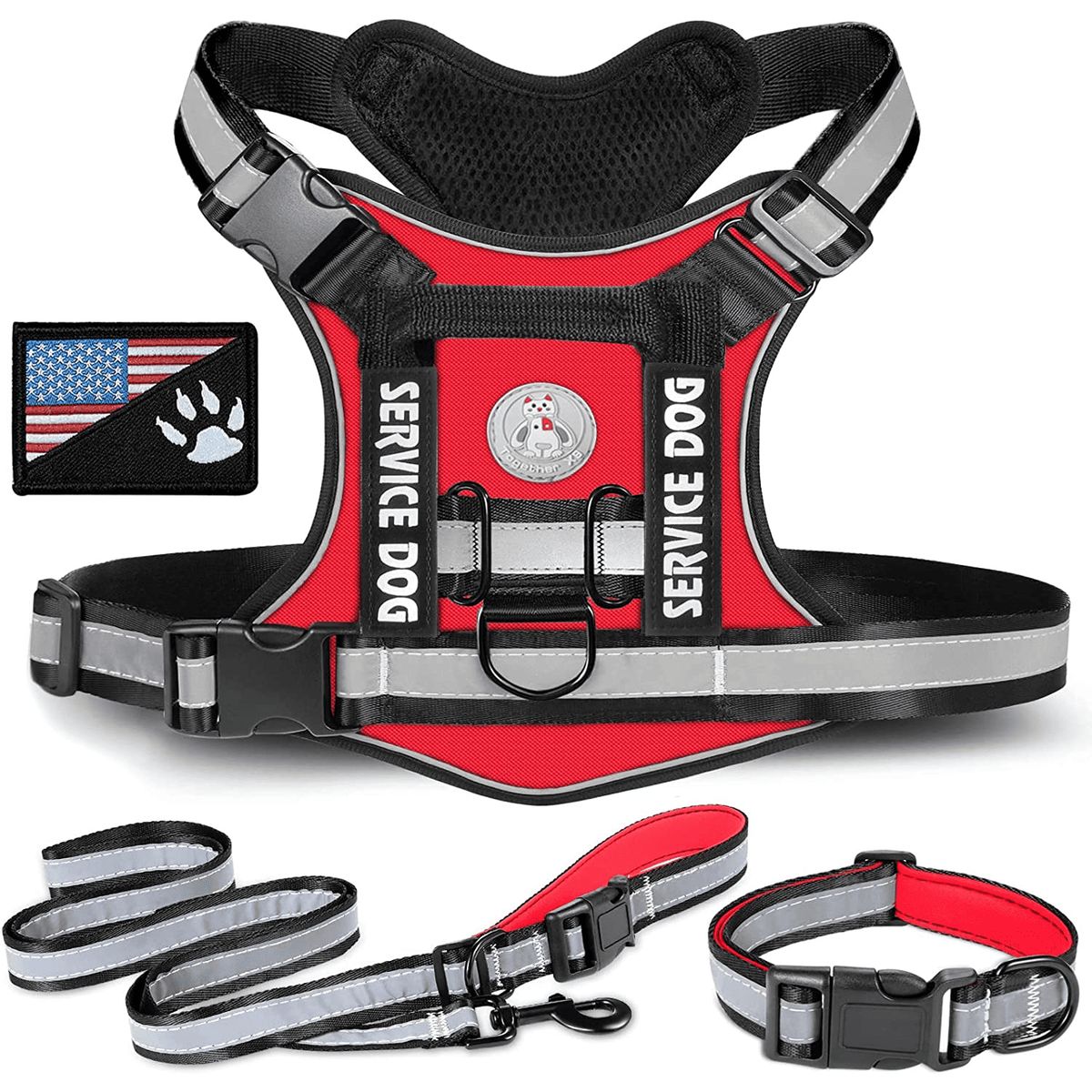 GENERICO - COLLAR Y PECHERA ROJO TALLA L TÁCTICA REFORZADA PARA PERRO