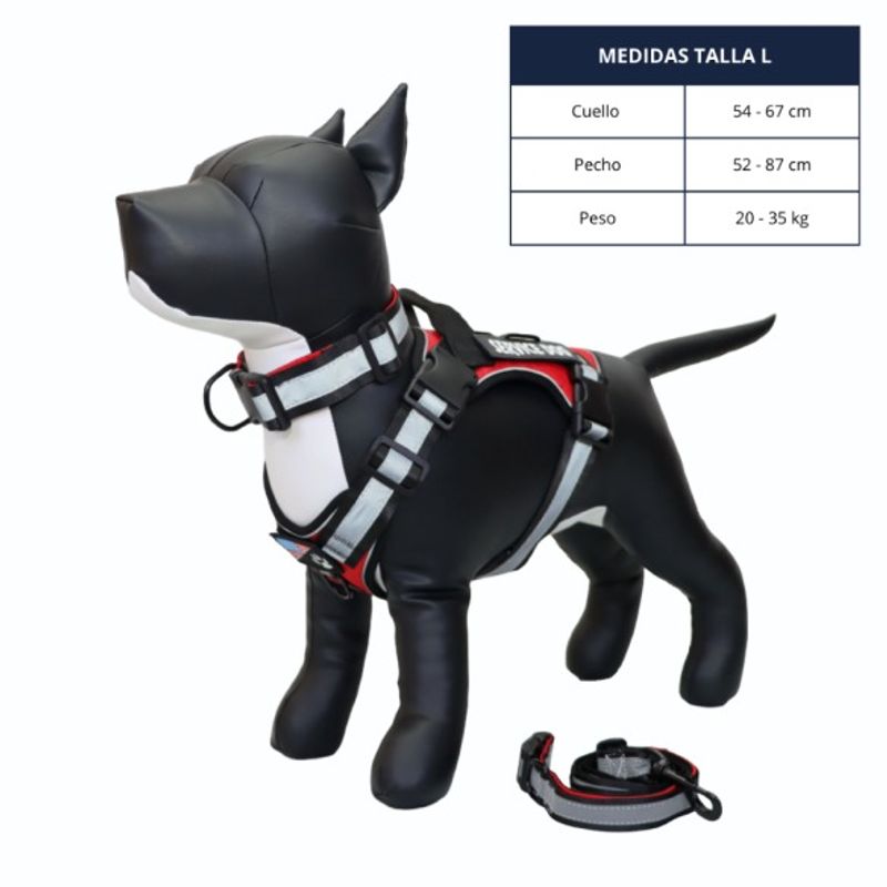 GENERICO - COLLAR Y PECHERA ROJO TALLA L TÁCTICA REFORZADA PARA PERRO