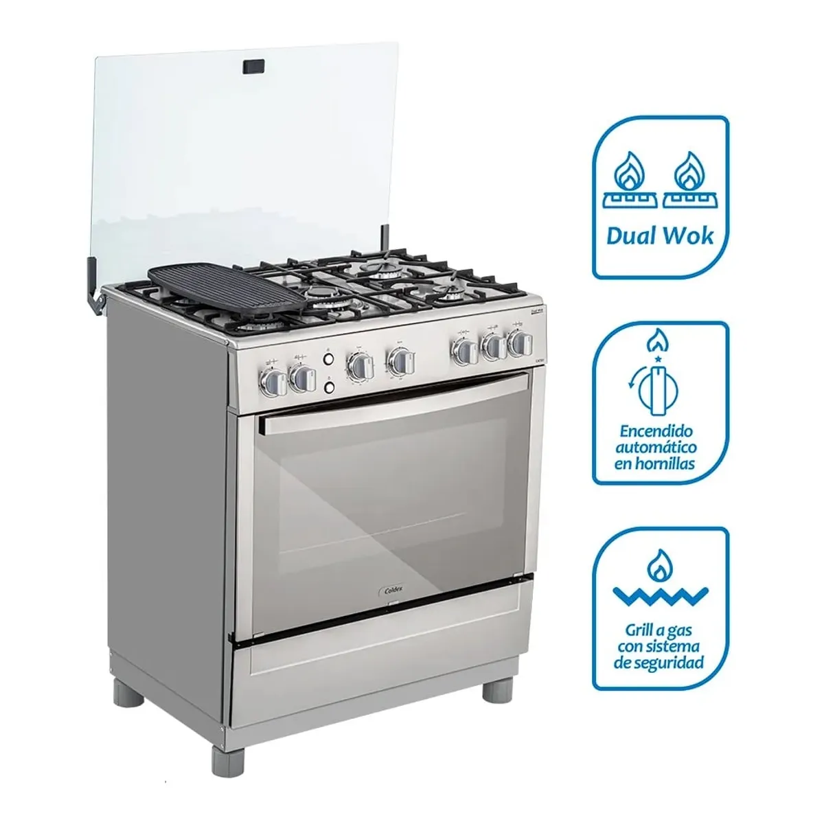 COLDEX - Cocina Coldex CX751 a Gas de Pie 30" 5 Quemadores Acero Inoxidable