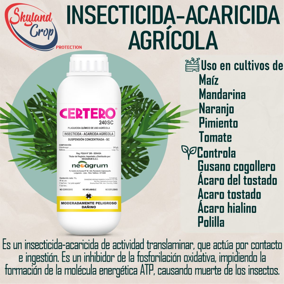 GENERICO - CERTERO 240SC 1L  ACARICIDA-INSECTICIDA AGRÍCOLA