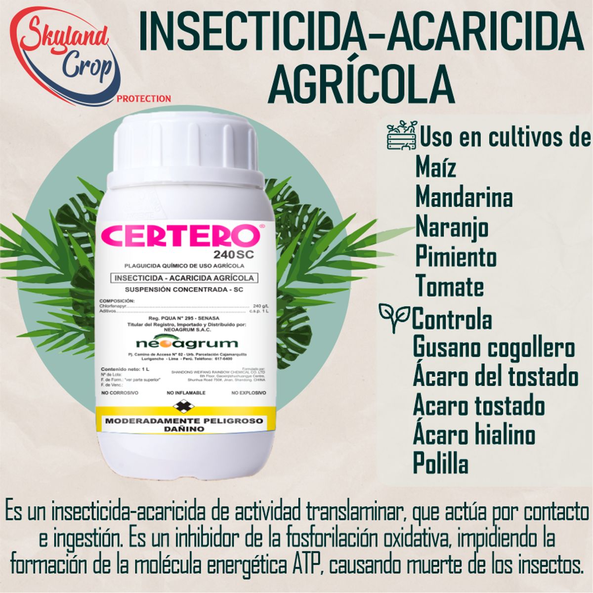 GENERICO - CERTERO 240SC 250mL INSECTICIDA-ACARICIDA AGRICOLA