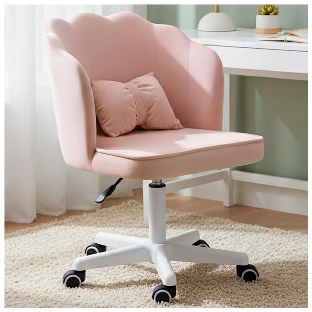 BUCKINGHAM - Silla Giratoria Escritorio Oficina Tocador Q1 Rosado Buckingham-Niña
