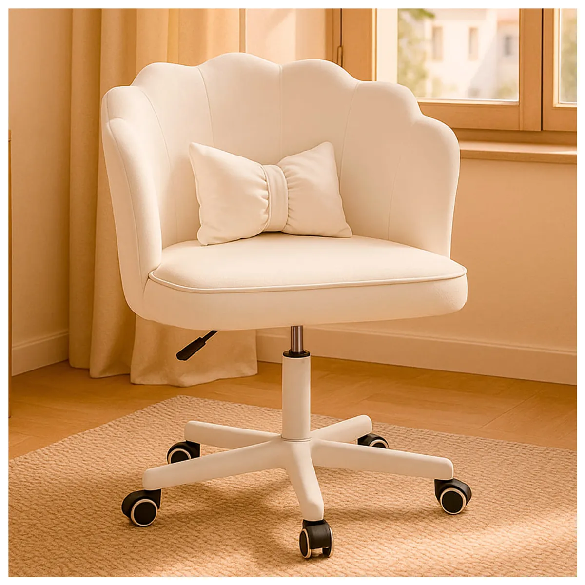 BUCKINGHAM - Silla Giratoria Escritorio Oficina Tocador Q1 Blanco Buckingham-Niña