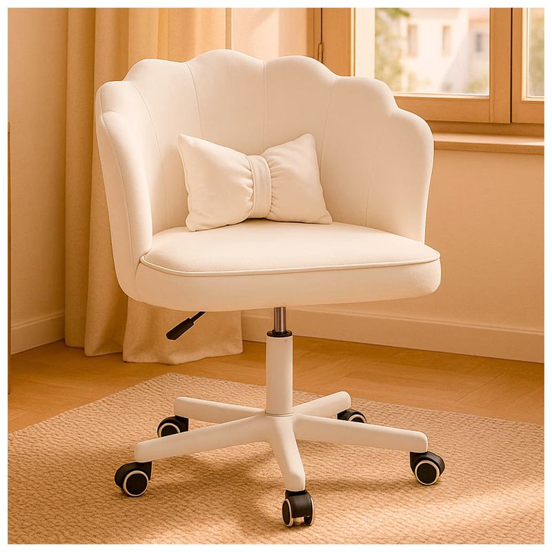 BUCKINGHAM - Silla Giratoria Escritorio Oficina Tocador Q1 Blanco Buckingham-Niña