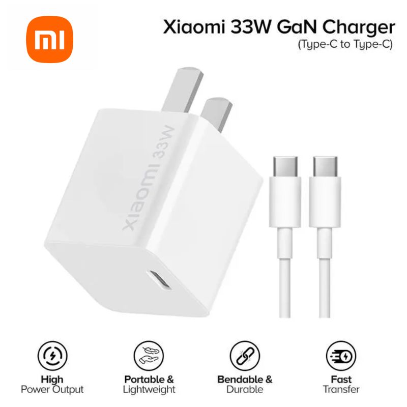 XIAOMI - Cargador XIAOMI 33W + Cable Blanco Carga rápida