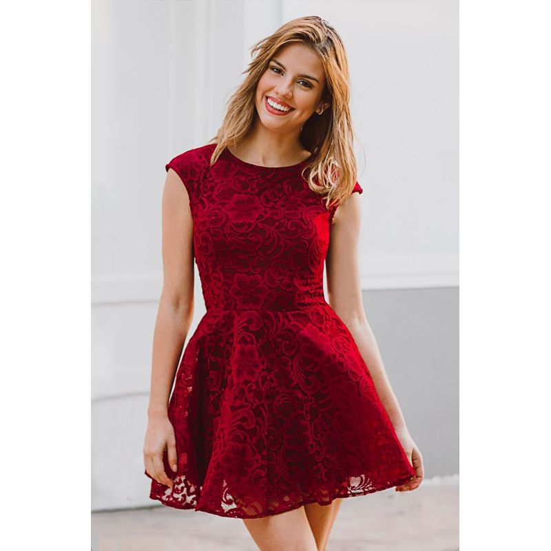 GENERICO - Vestido Encaje Celine Color Azul Estacion 108