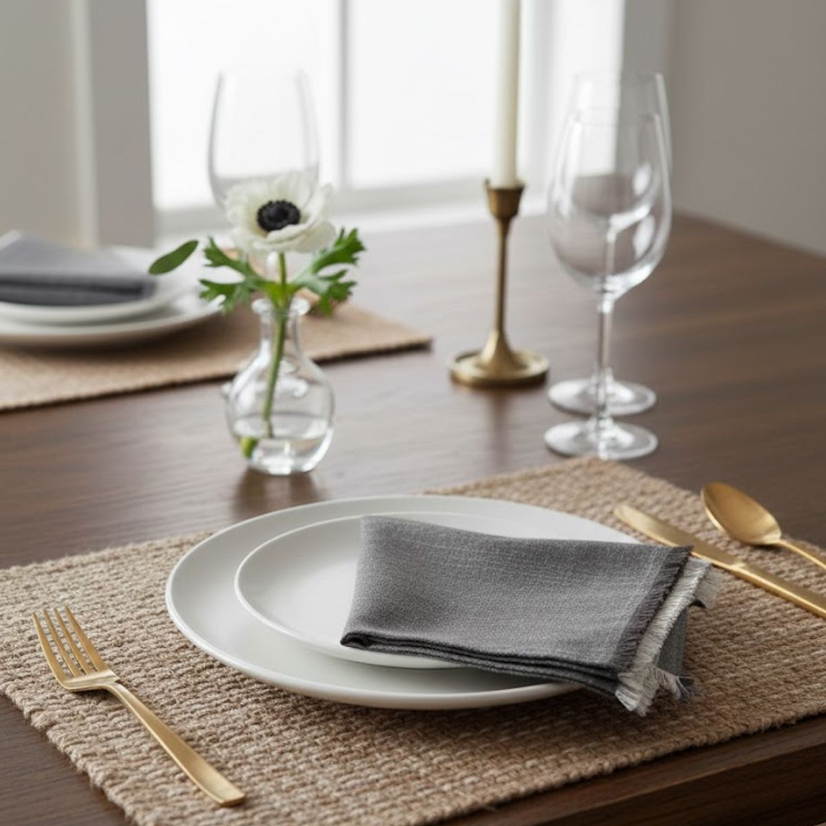 MAP DESIGN HOME - Servilleta de Tela Lino Gris Charcoal Algodon 40x40 cm