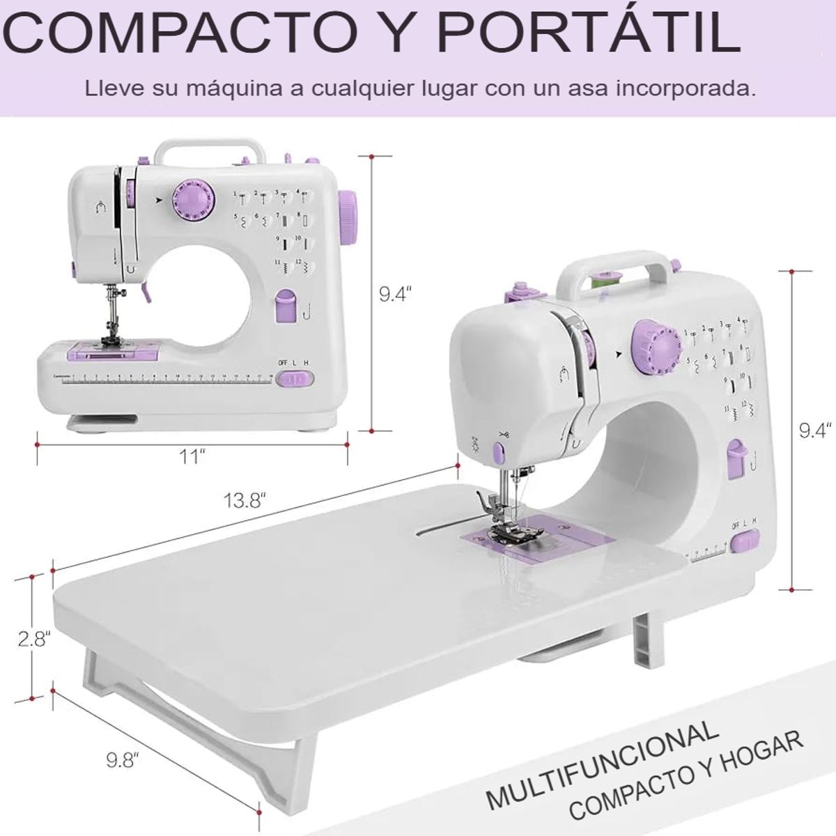 GENERICO - MÁQUINA COSER PORTÁTIL ELÉCTRICA 12 PUNTADAS MÁS TABLERO