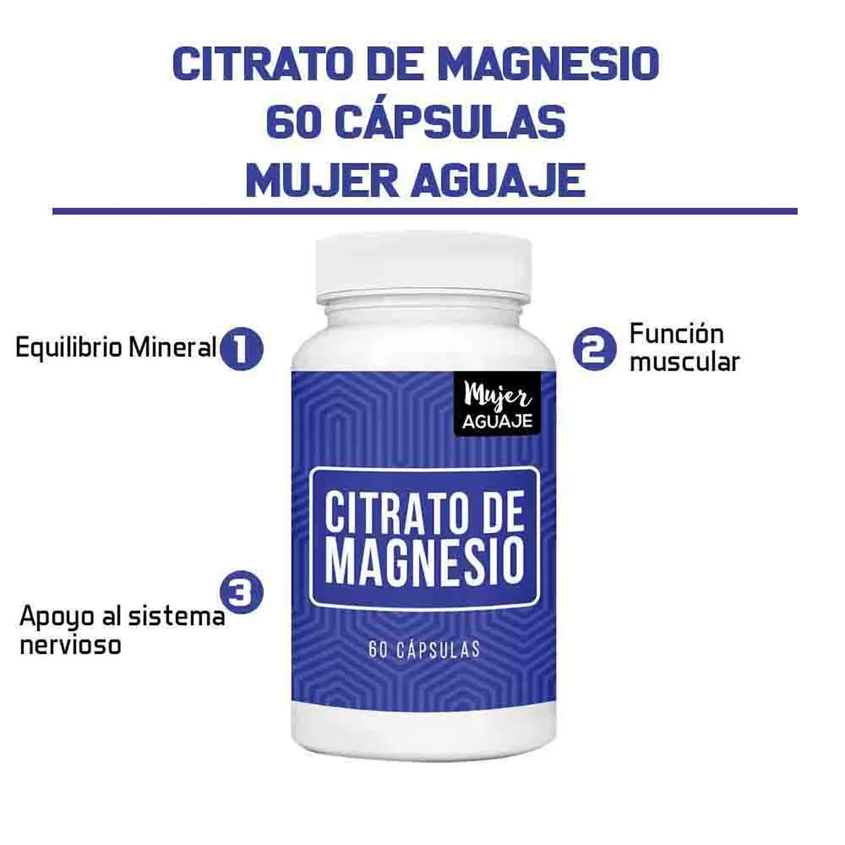 MUJER AGUAJE - Citrato de Magnesio 60 Cápsulas Mujer Aguaje Pack x 3