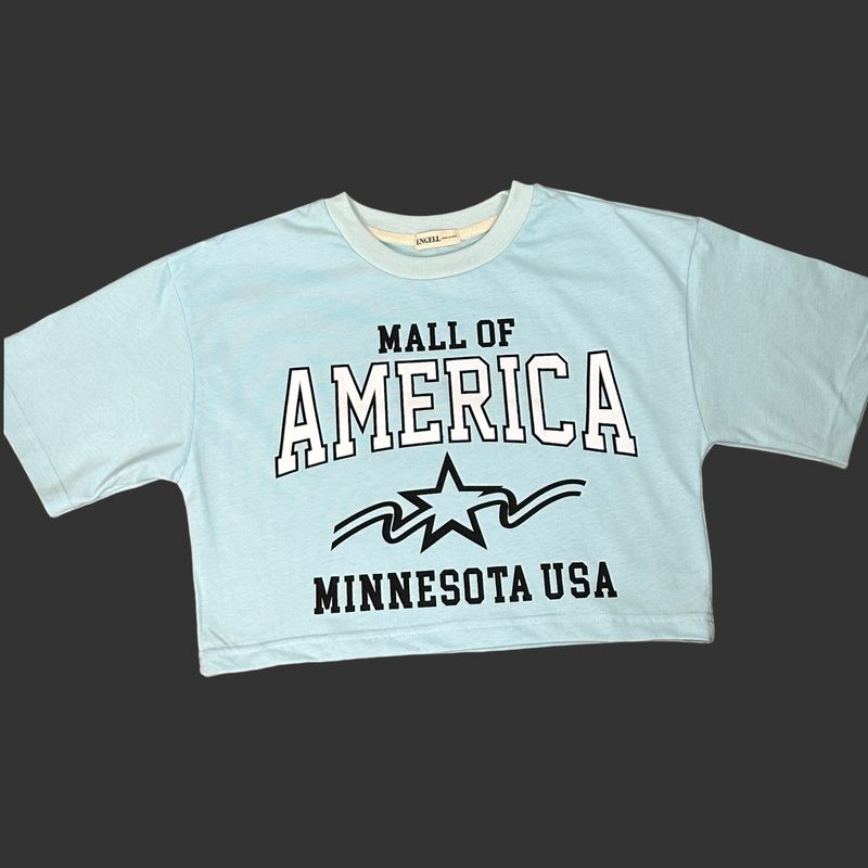 ENGELL - Polo Crop America celeste