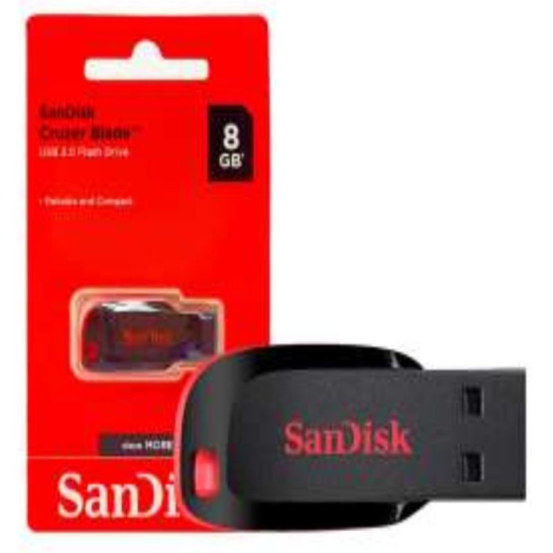 SANDISK - MEMORIA USB RED AND BLACK 8GB SANDISK CRUZER BLADE ORIGINAL