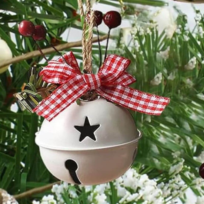 GENERICO - Cascabeles Navidad Blancos Arbol Adornos - Miden 12 cms