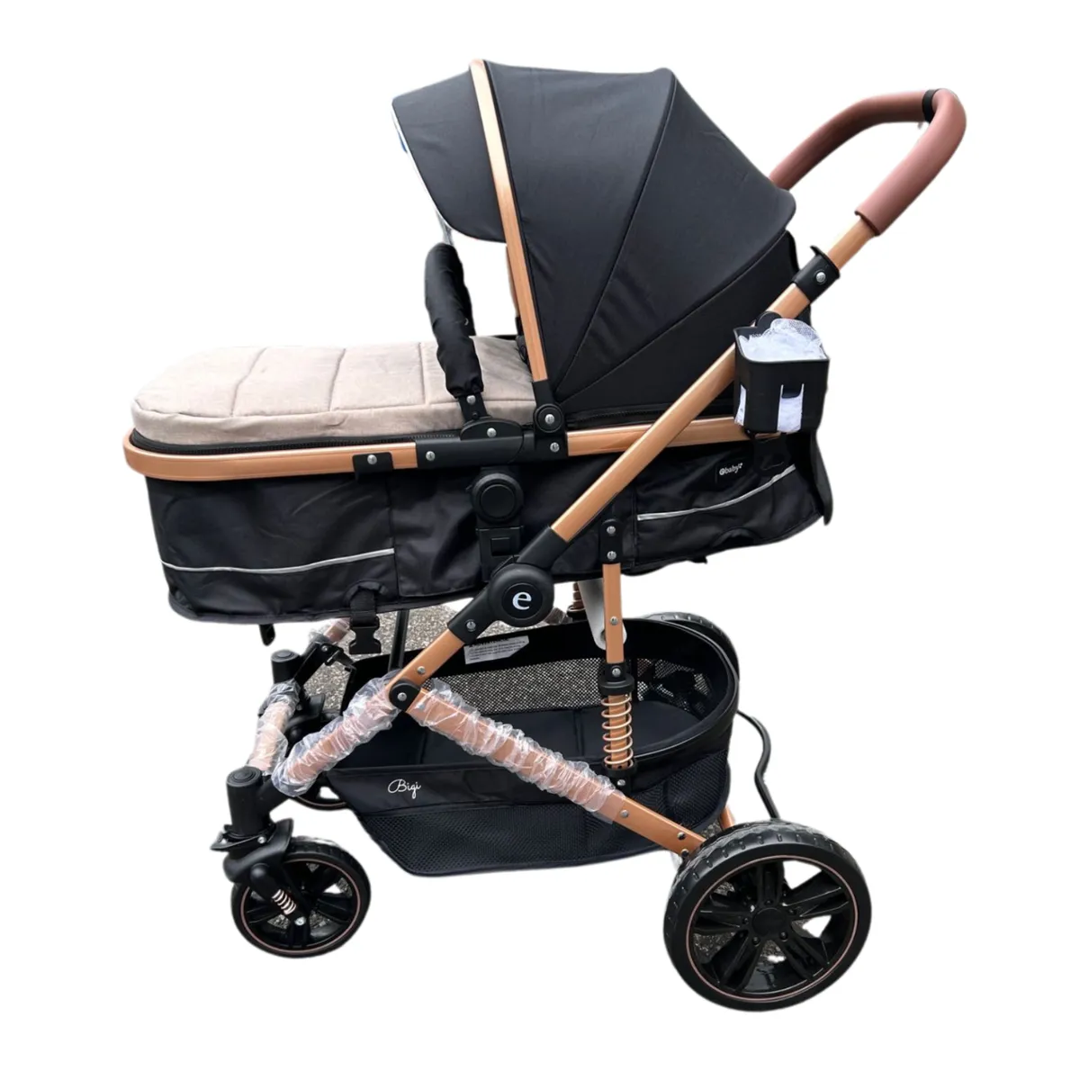 EBABY - Coche de Lujo Moises Bigi Beige con Tull