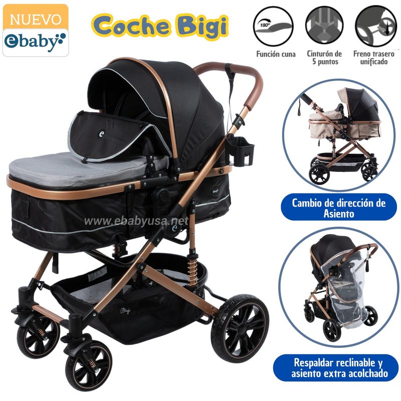 EBABY - Coche de Lujo Moises Bigi Gris con Tull