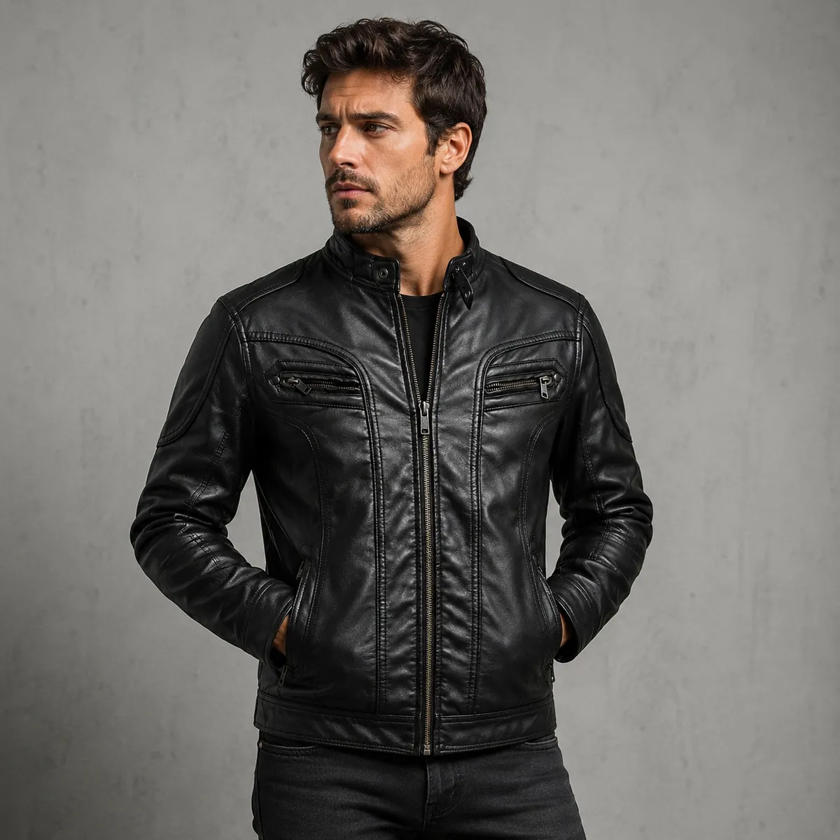 GENERICO - Casaca para hombre cuero Sintetico Slim Fit YD