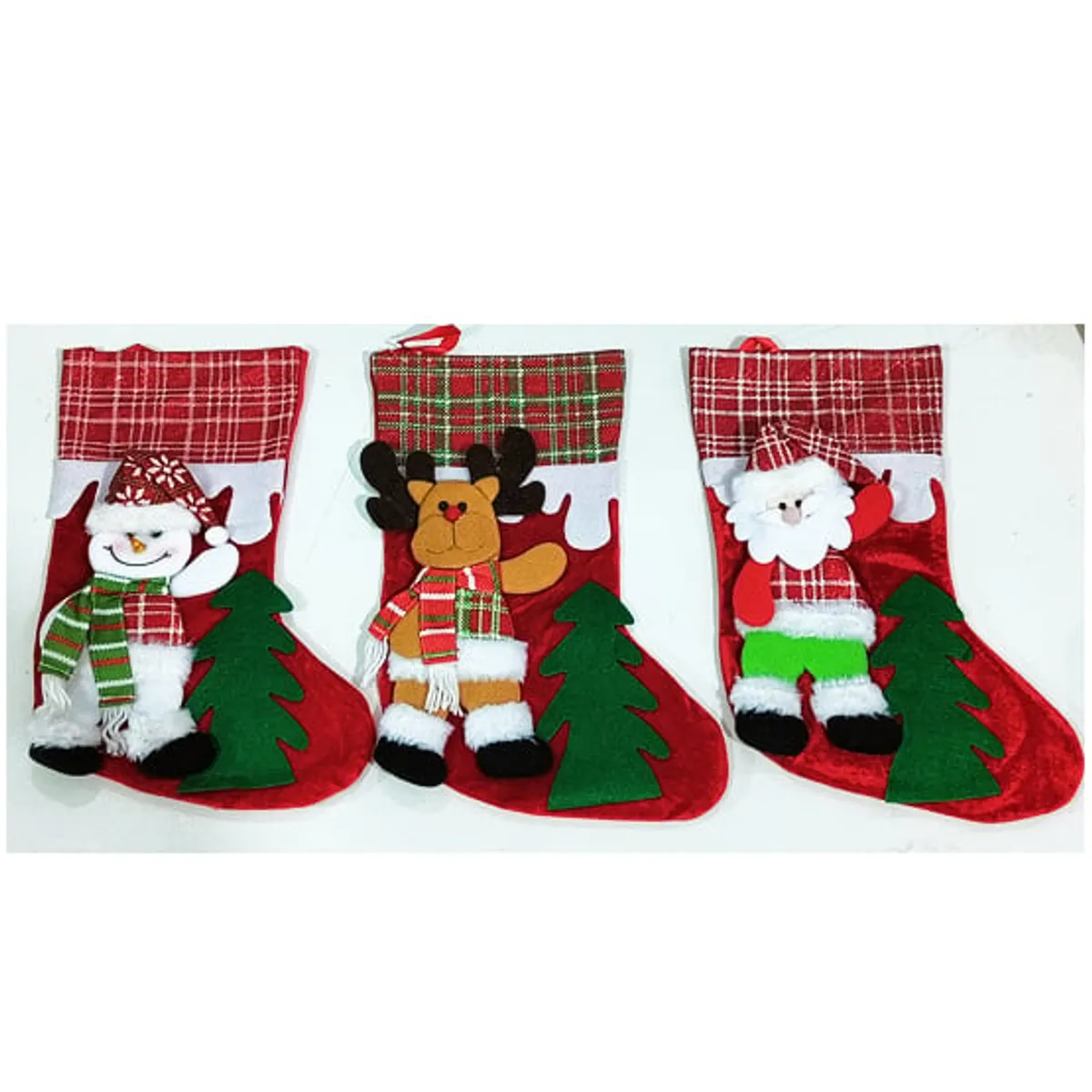GENERICO - Adorno Navidad Calcetin Bota Para Colgar Set x 3 unidades