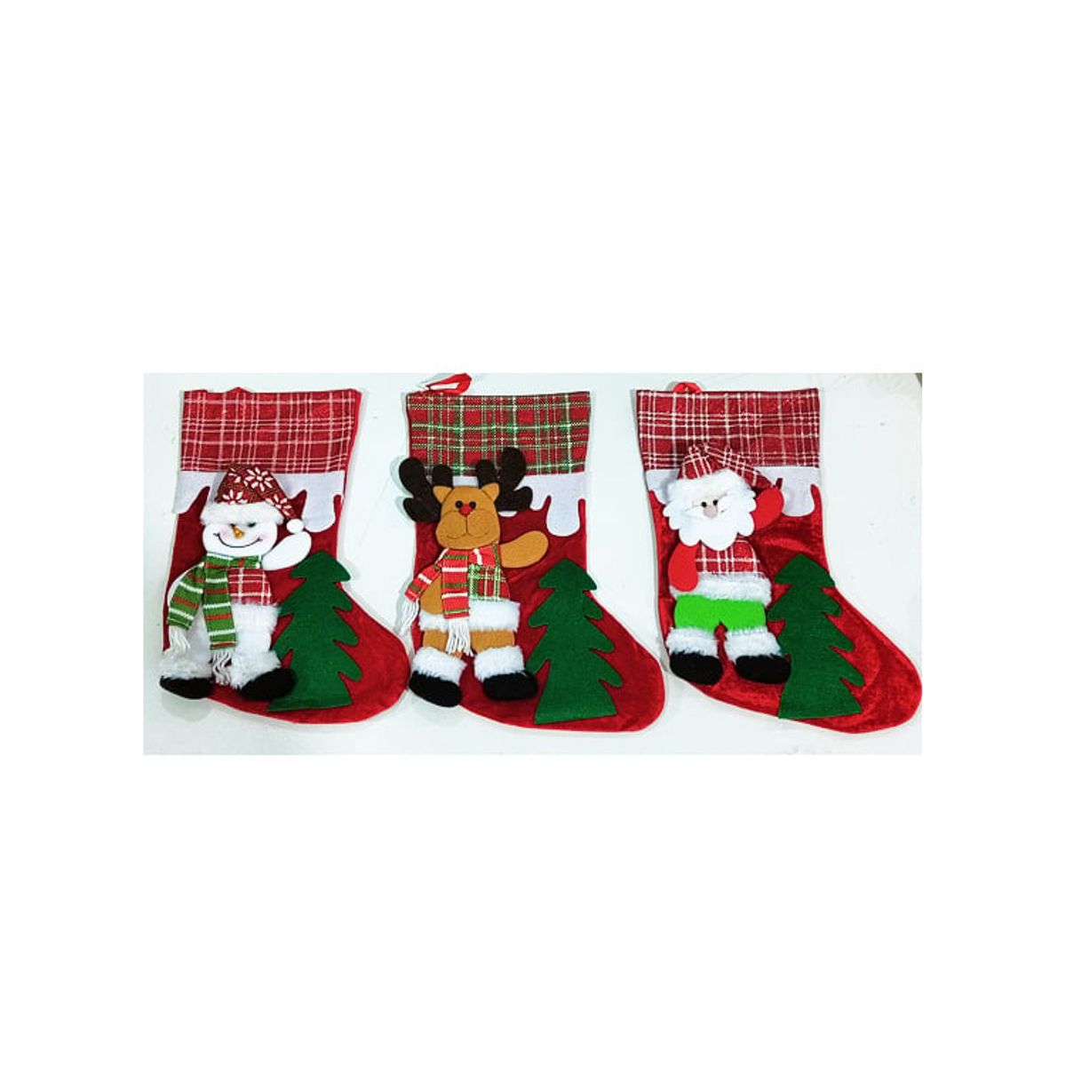 GENERICO - Adorno Navidad Calcetin Bota Para Colgar Set x 3 unidades