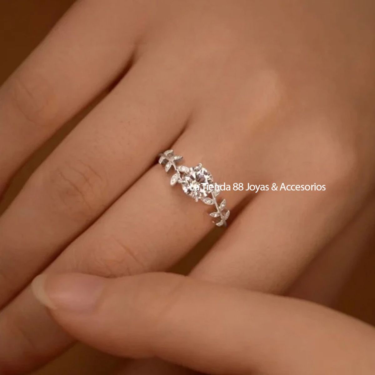 LA TIENDA 88 JOYAS Y ACCESORIOS - La Tienda 88 - Anillo De Compromiso Mujer Bañado en Oro de 18k - Blanco