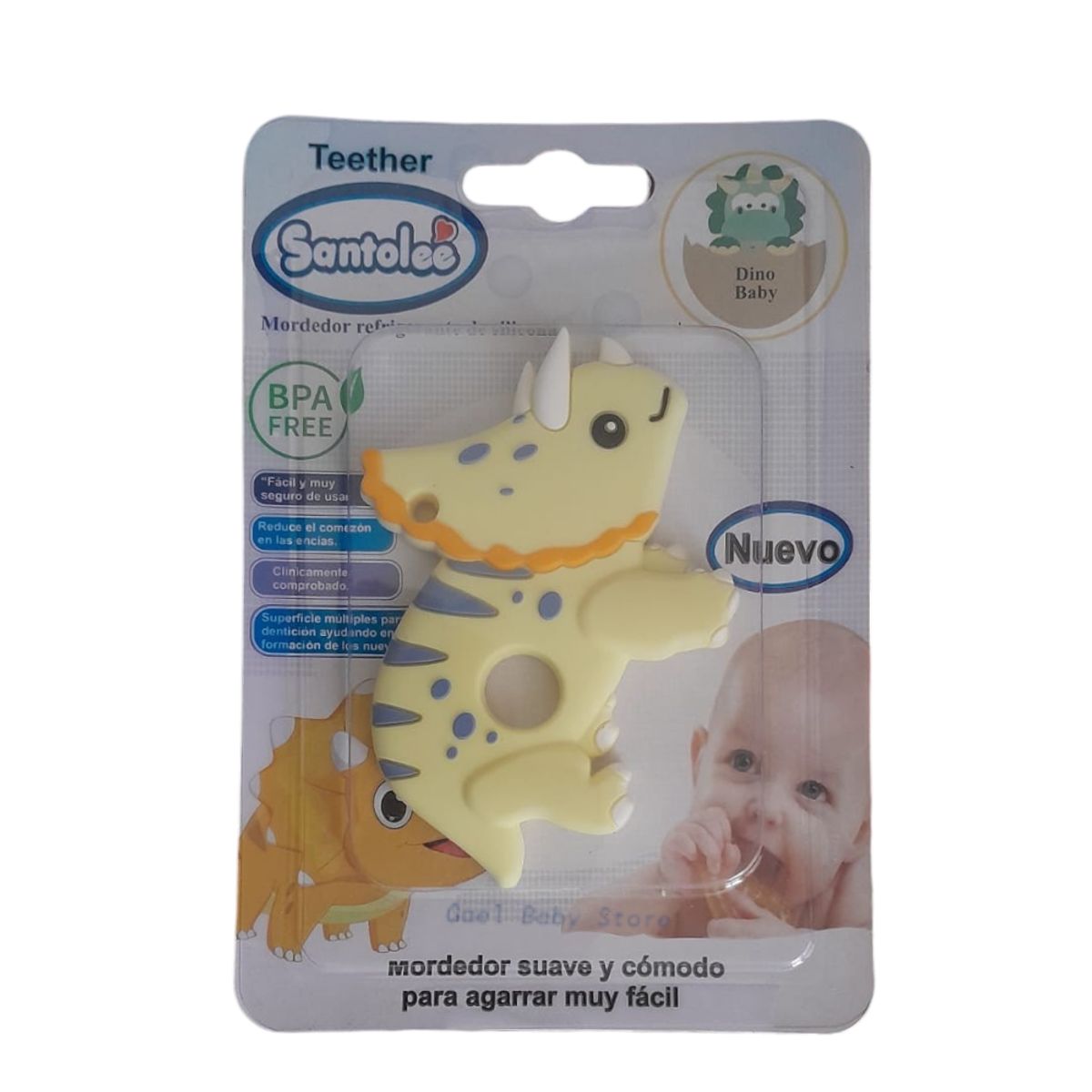 GENERICO - MORDEDOR SUAVE PARA BEBÉ - DINO BABY