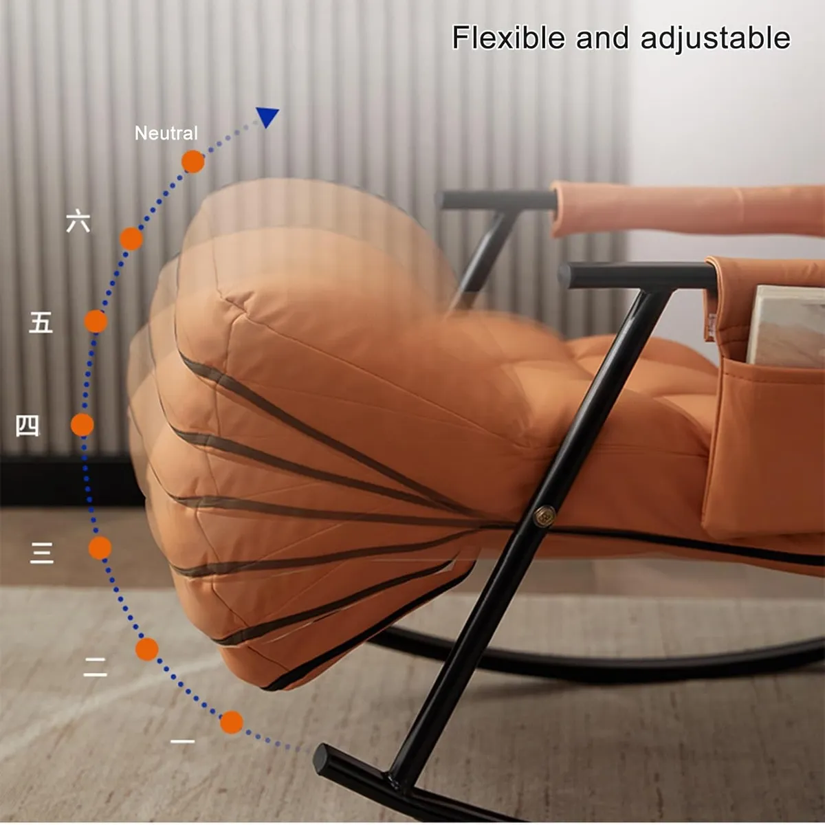 GENERICO - SILLA SILLÓN SOFÁ MECEDORA GAMA ALTA RECLINABLE TERRAZA NARANJA